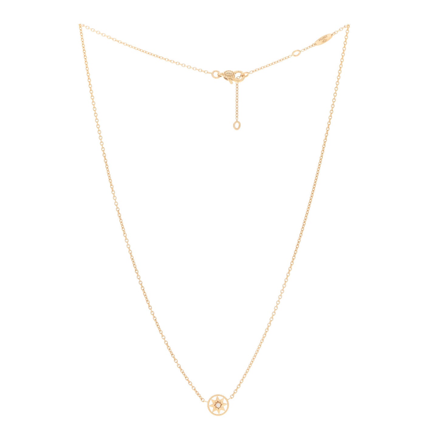18K Yellow Gold Diamond XS Rose Des Vents Necklace