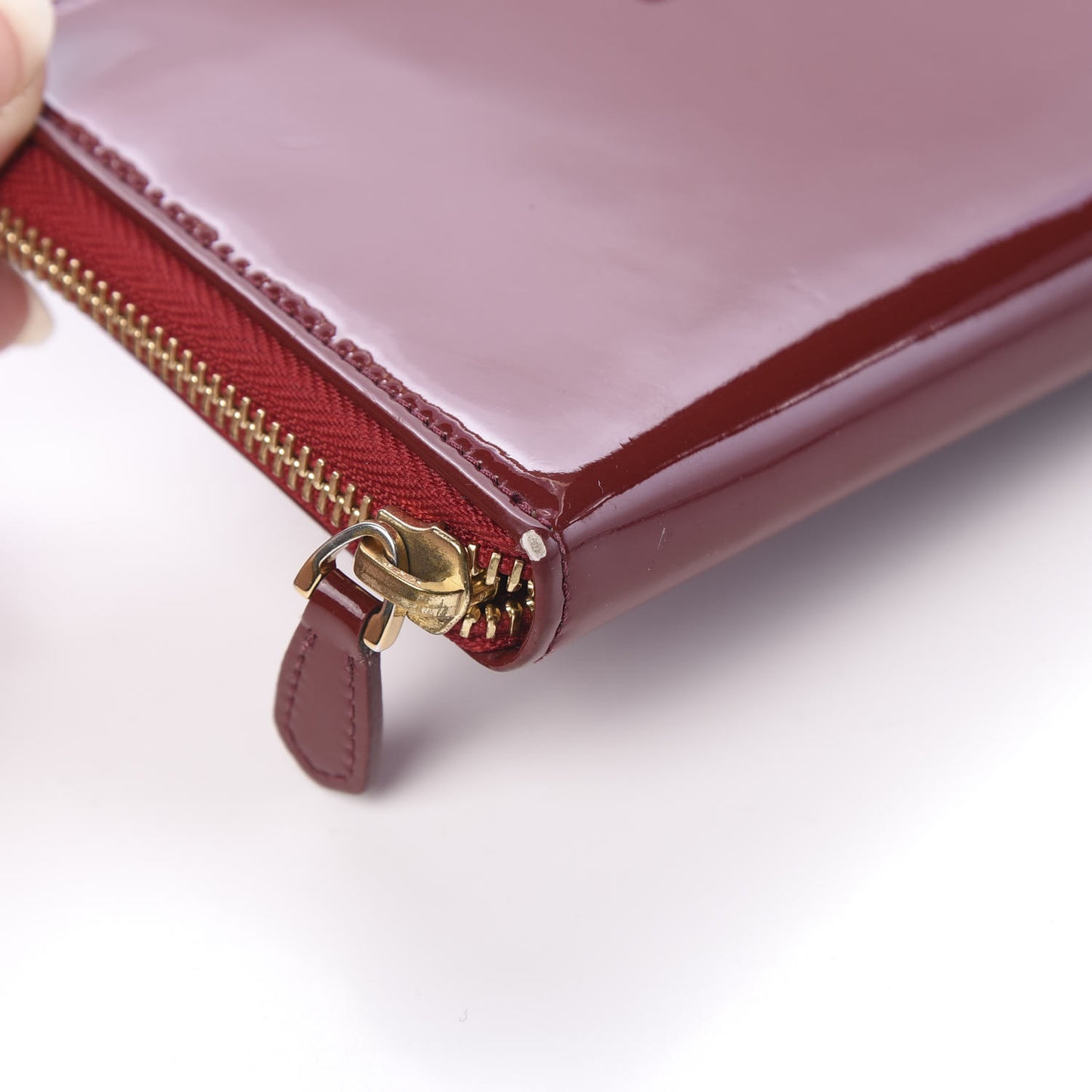 Patent Zip Around Wallet Red