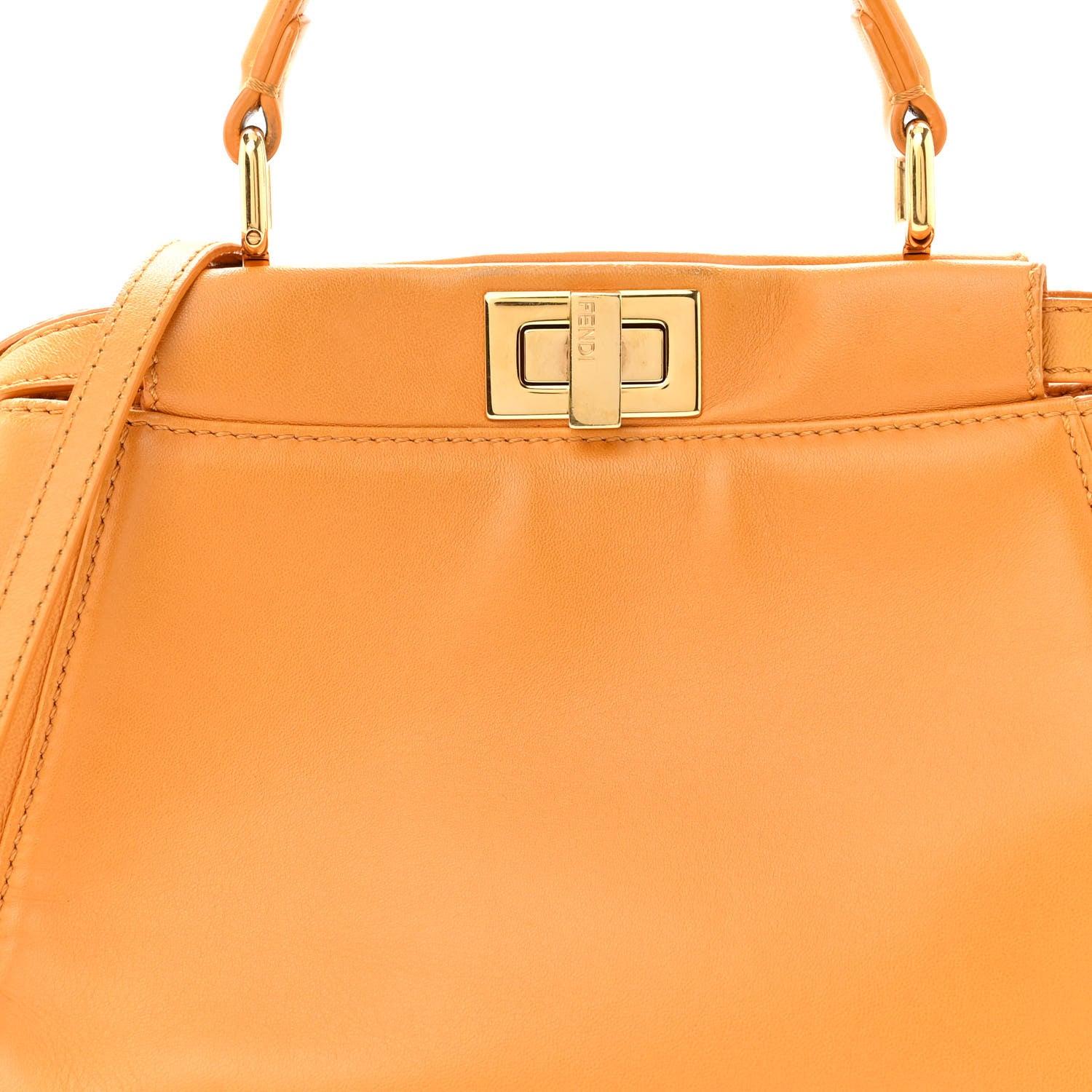 Fendi Nappa Mini Peekaboo Iconic Satchel Giallo Syrup 7 of 10