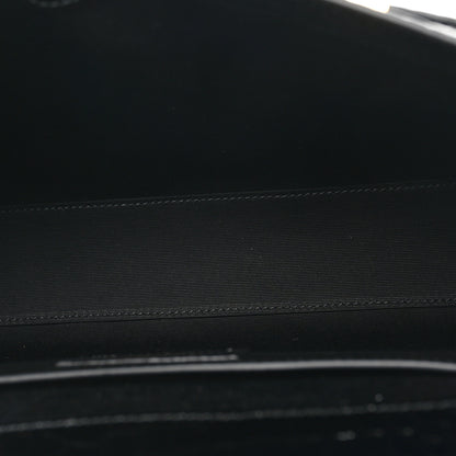 Saint Laurent Shiny Calfskin Crocodile Embossed Manhattan Baguette Black 5 of 10