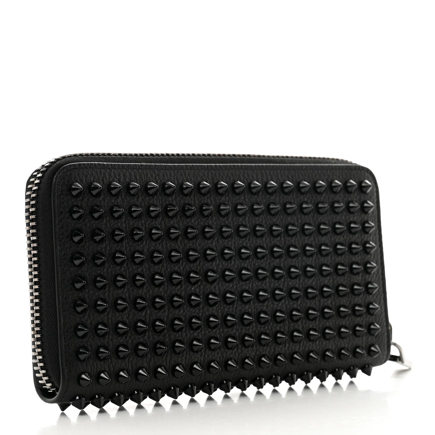 Calfskin Empire Panettone Spiked Zip Around Wallet Black