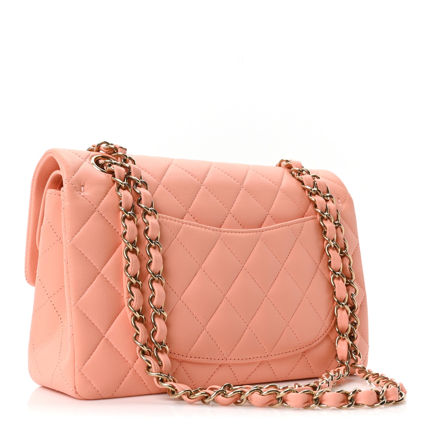 Lambskin Quilted Small Double Flap Light Orange