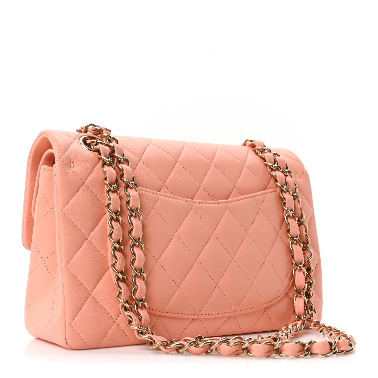 Chanel Lambskin Quilted Small Double Flap Light Orange 3 of 10