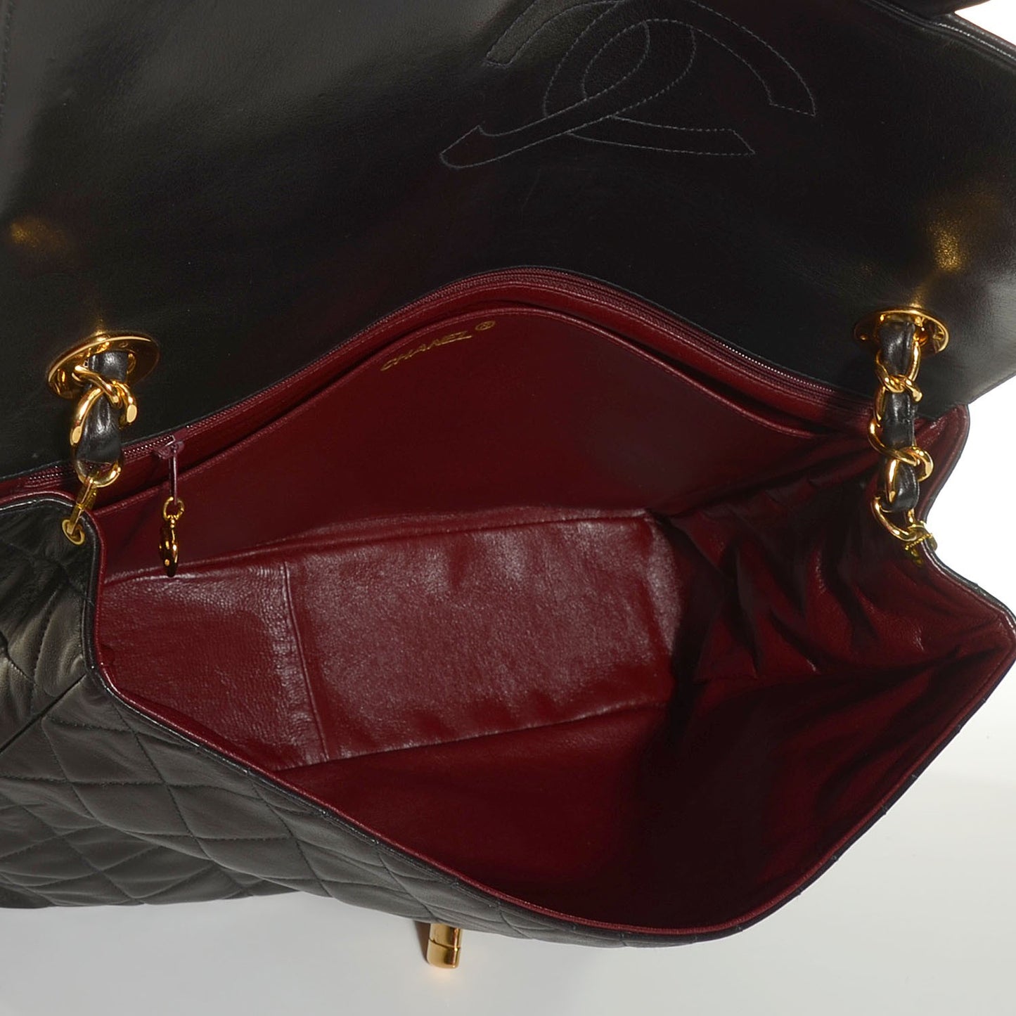 Lambskin Quilted XL Jumbo Flap Black