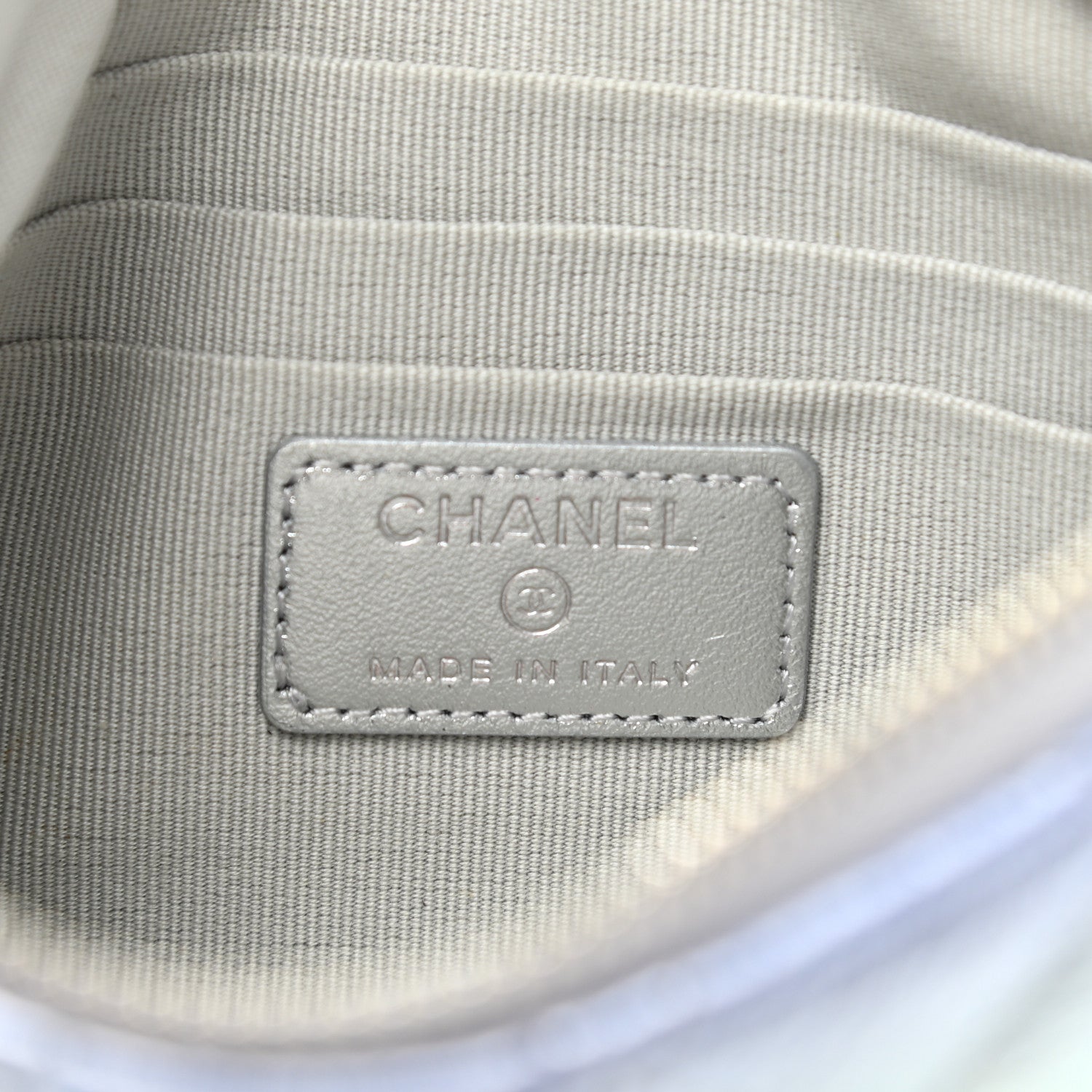 Chanel Gradient Metallic Calfskin Quilted Cosmetic Case Silver Blue Yellow Purple 6 of 8