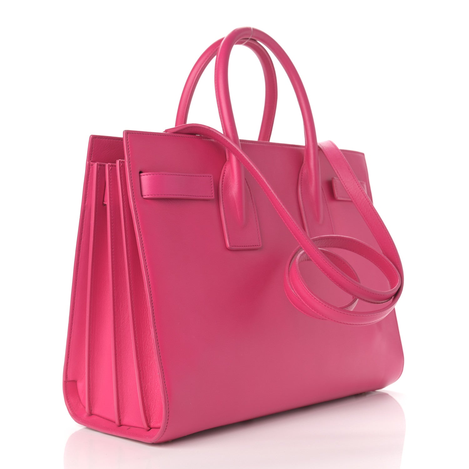 Saint Laurent Calfskin Small Sac De Jour Lipstick Fuchsia 3 of 17