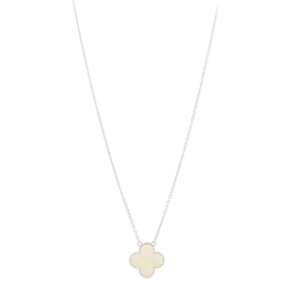 Van Cleef & Arpels 18K White Gold Mother of Pearl Vintage Alhambra Pendant Necklace 1 of 5