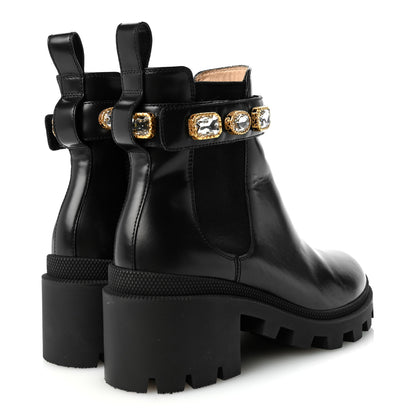Gucci Calfskin Crystal GG Trip Chelsea Ankle Boots 36.5 Black 4 of 8