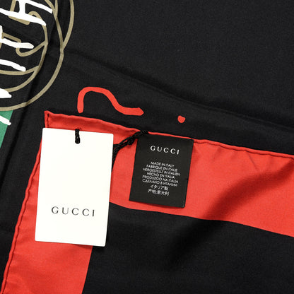 Gucci Silk Coco Capitan Logo Scarf Black 3 of 3