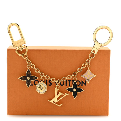 Louis Vuitton Brass Enamel Fleur De Monogram Bag Charm Chain Gold 4 of 4