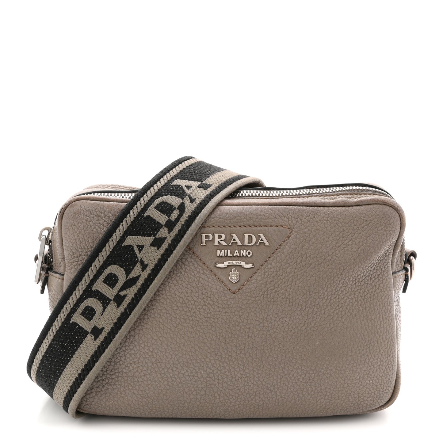 Vitello Daino Soft Medium Double Zip Shoulder Bag Argilla