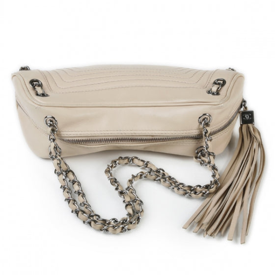 Leather Small Tassel Bag Beige