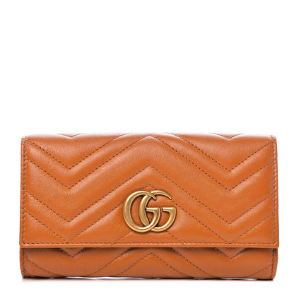 Gucci Calfskin Matelasse GG Marmont Continental Wallet Cognac 1 of 9
