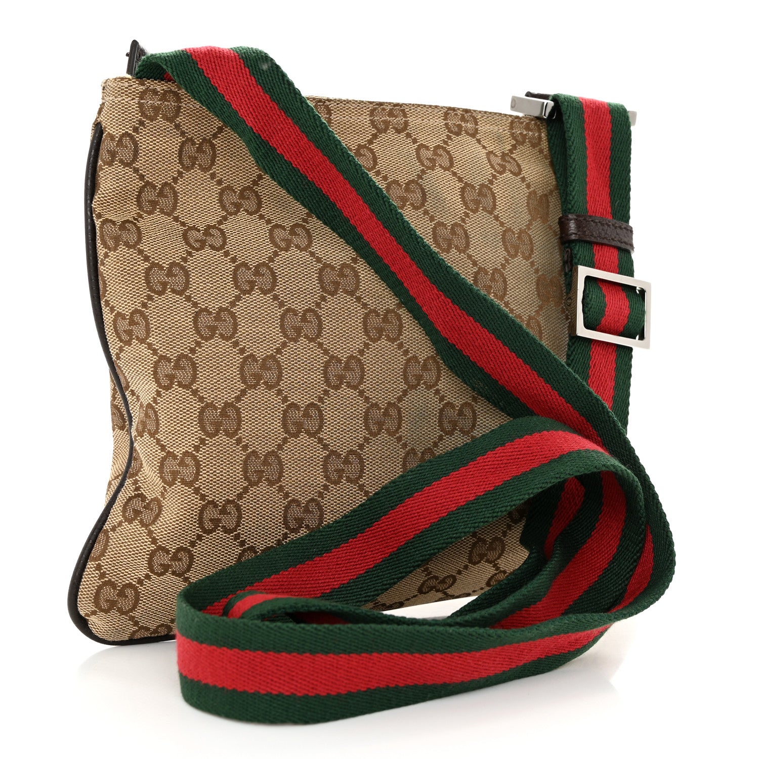 Gucci Monogram Web Small Flat Messenger Bag Brown 3 of 13