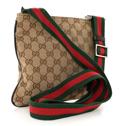 Gucci Monogram Web Small Flat Messenger Bag Brown 3 of 13