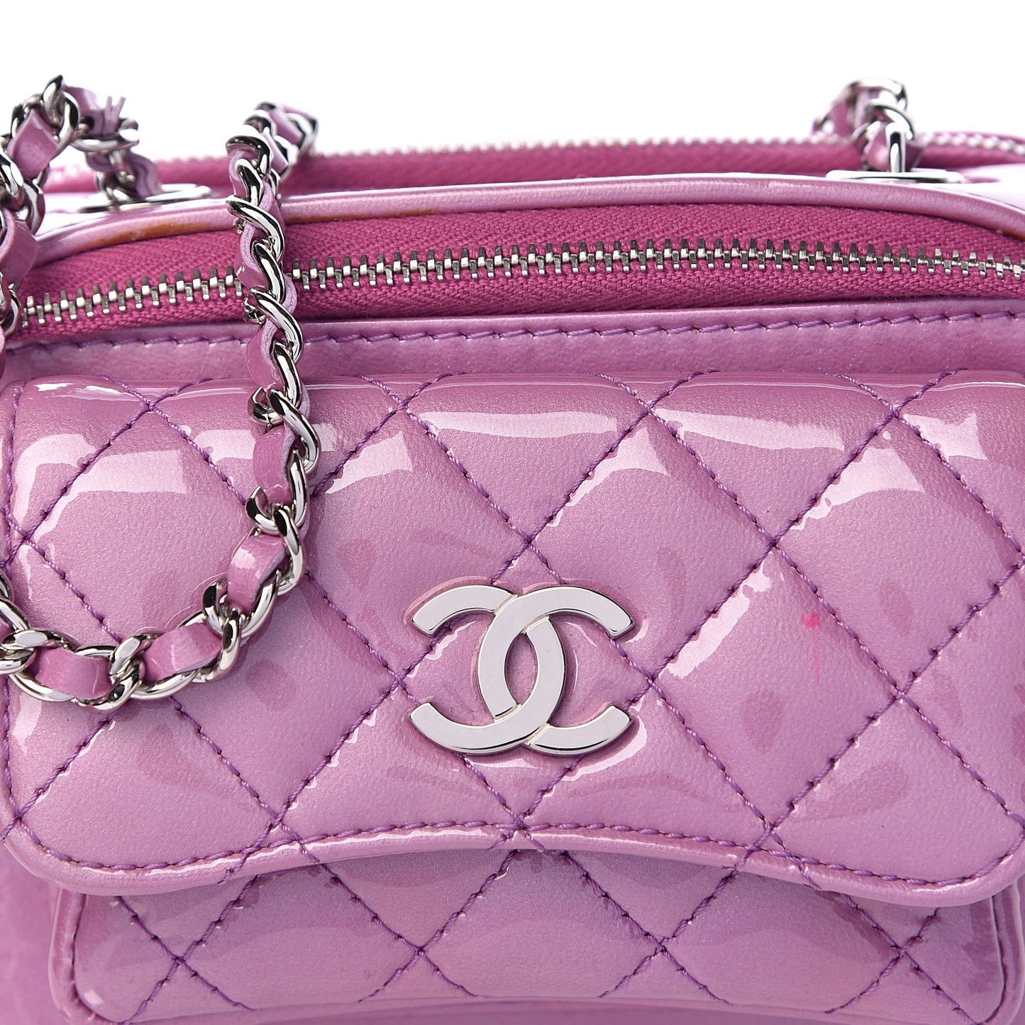 Patent Quilted Small Pocket Box Camera Case Purple