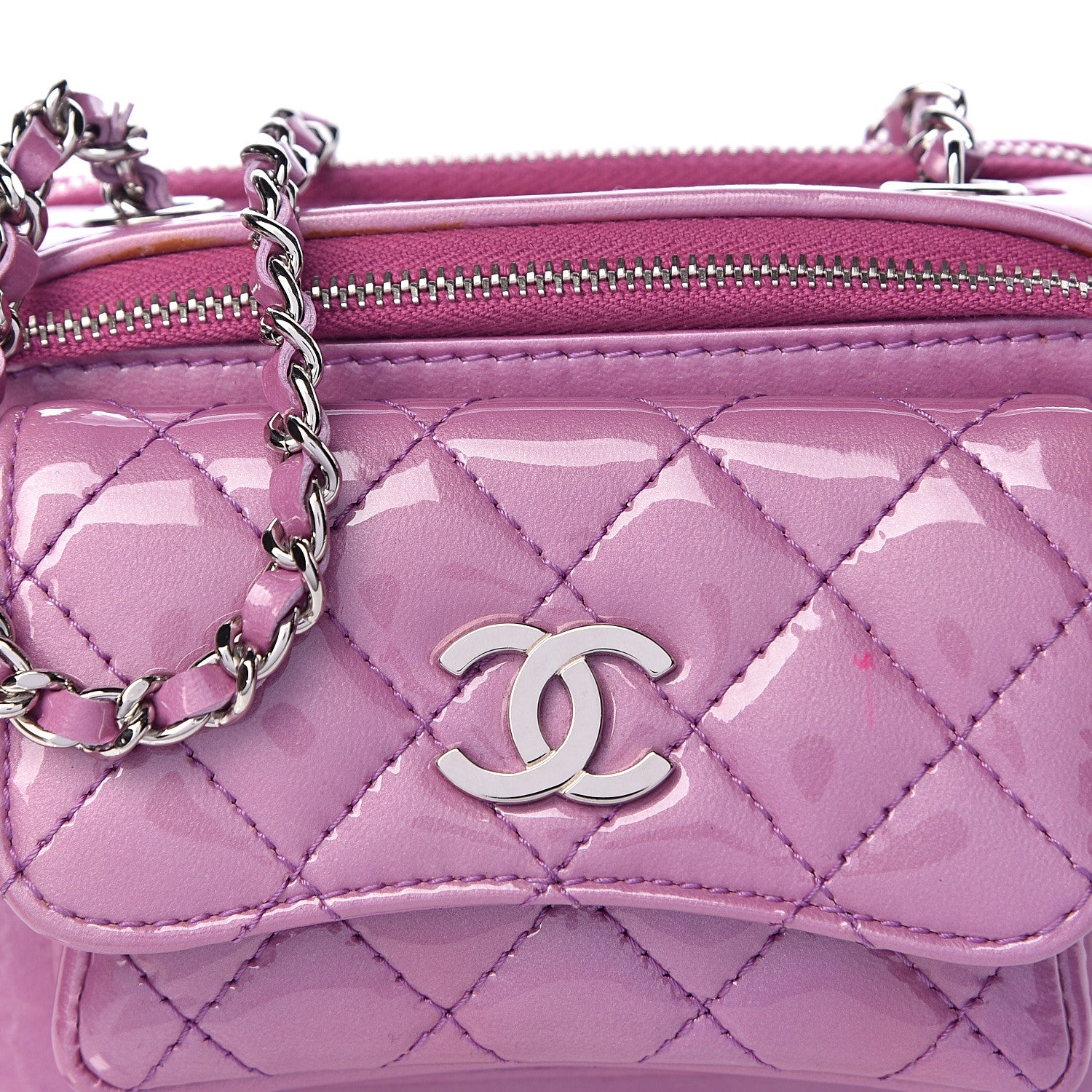 Chanel Patent Quilted Small Pocket Box Camera Case Purple 13 of 13