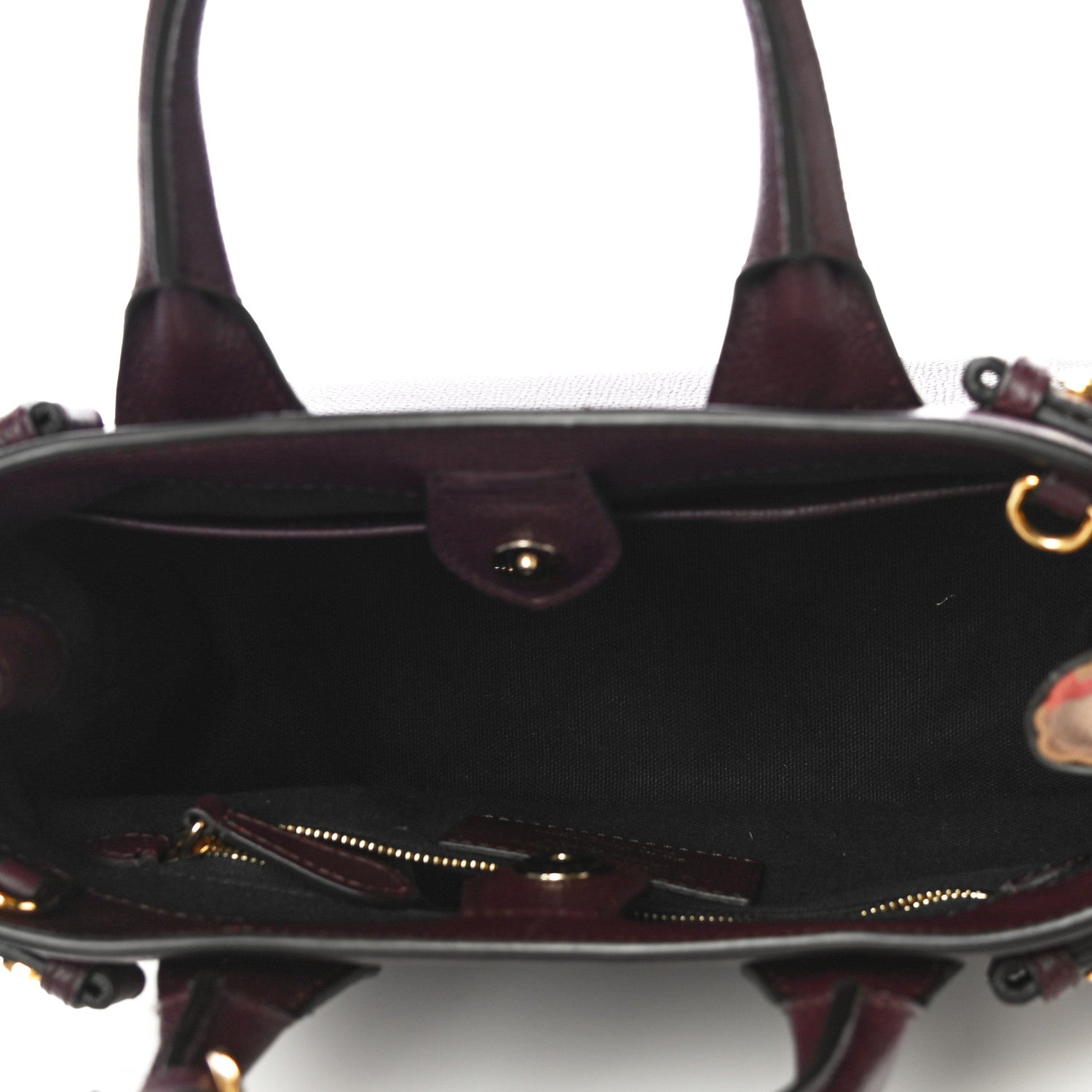 Burberry Derby Calfskin House Check Small Bi-Color Mahogany Red 4 of 9