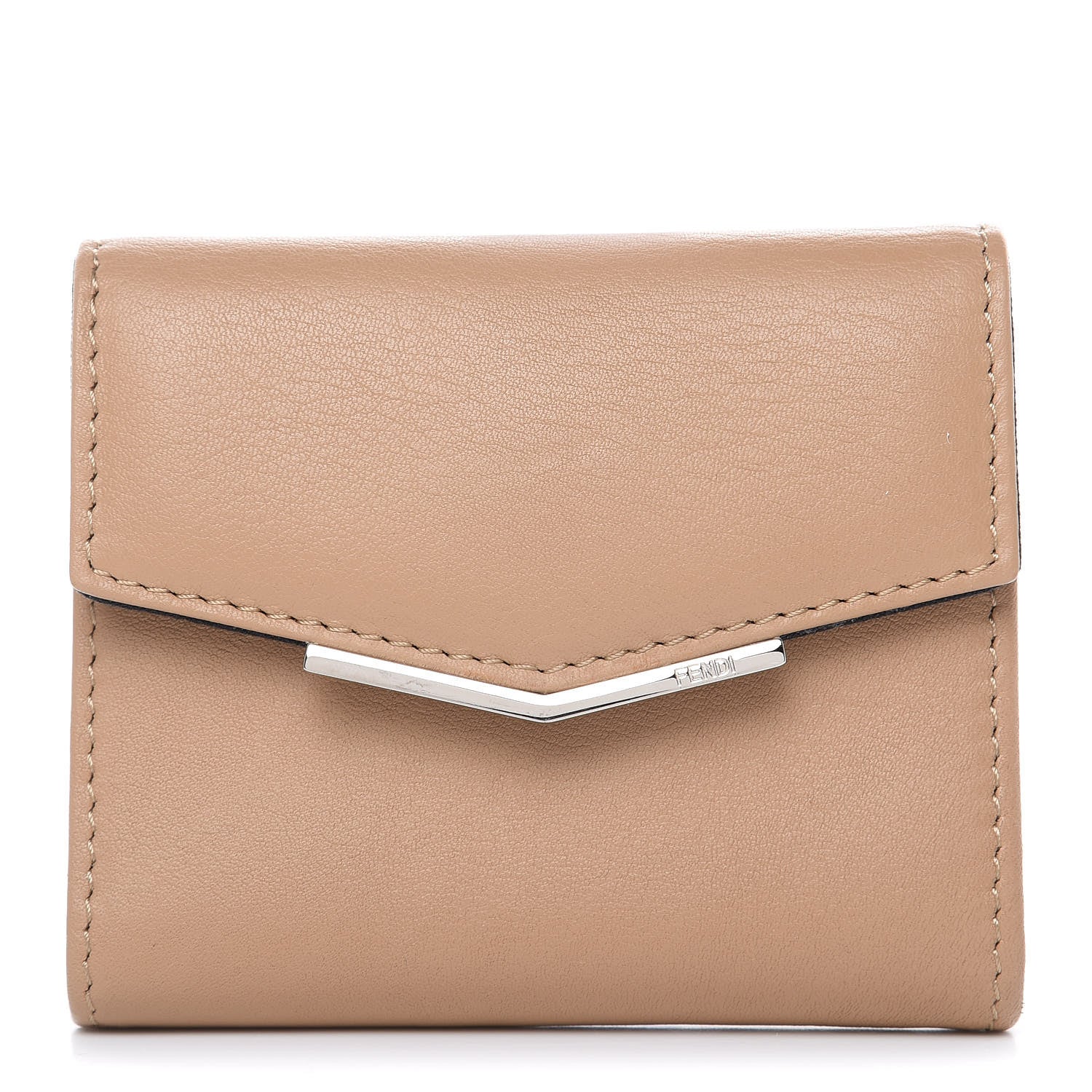 Fendi Vitello Dolce Bi-Color Gusseted Card Holder Cuoio 1 of 7