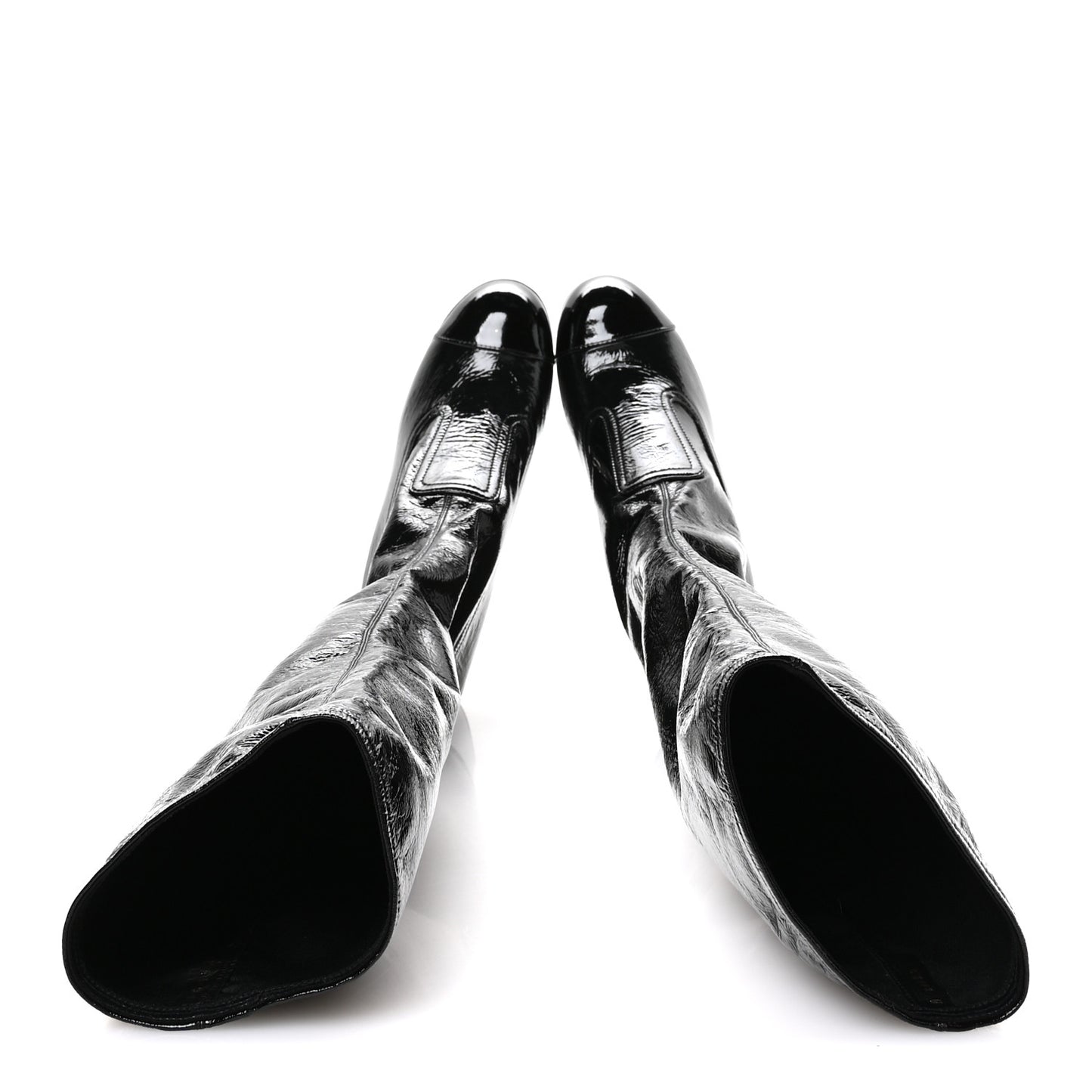Crumpled Patent High Boots 39.5 Black