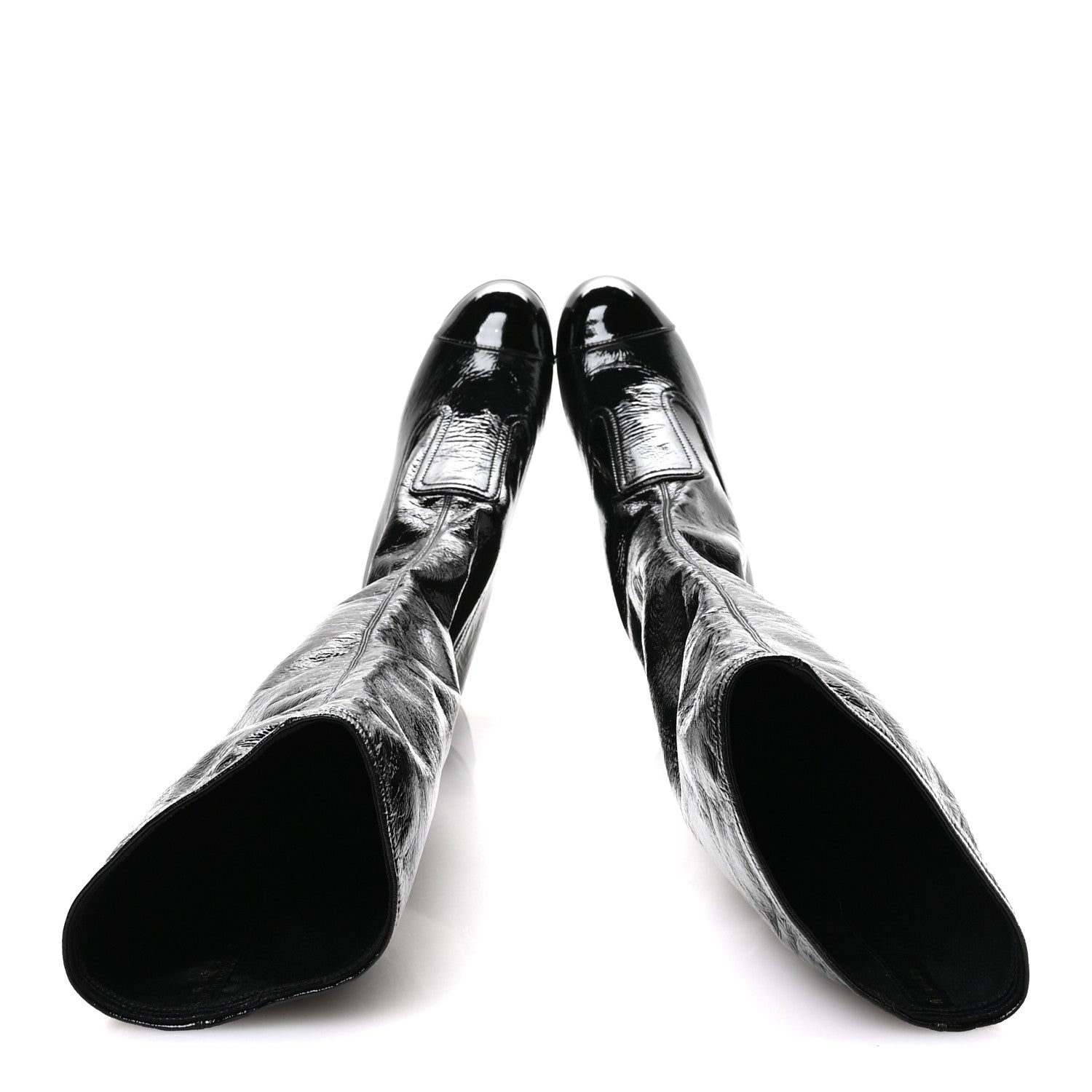 Chanel Crumpled Patent High Boots 39.5 Black 2 of 9