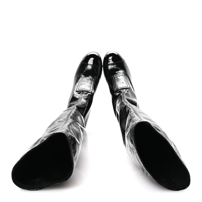 Chanel Crumpled Patent High Boots 39.5 Black 2 of 9