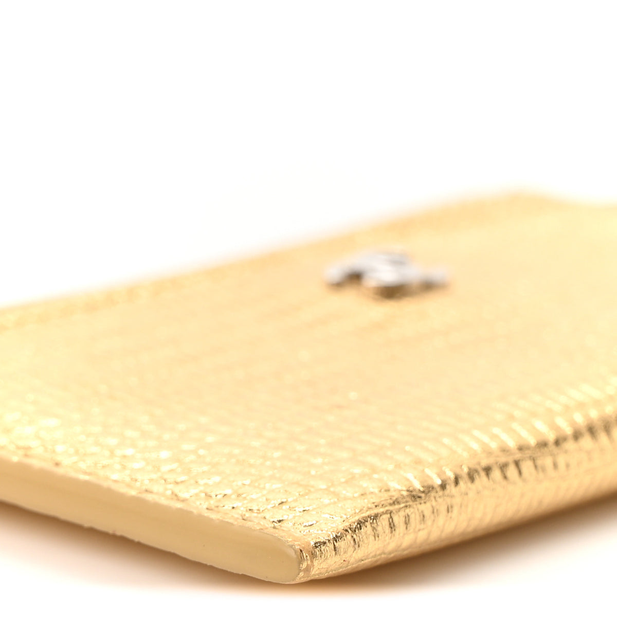 Chanel Metallic Calfskin Lizard Embossed Card Holder Gold 9 of 11