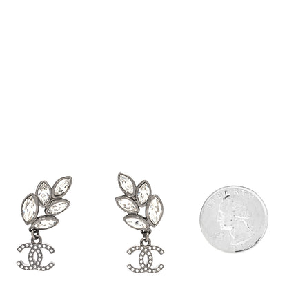 Chanel Crystal Sparkling Wheat CC Drop Earrings Silver 2 of 4