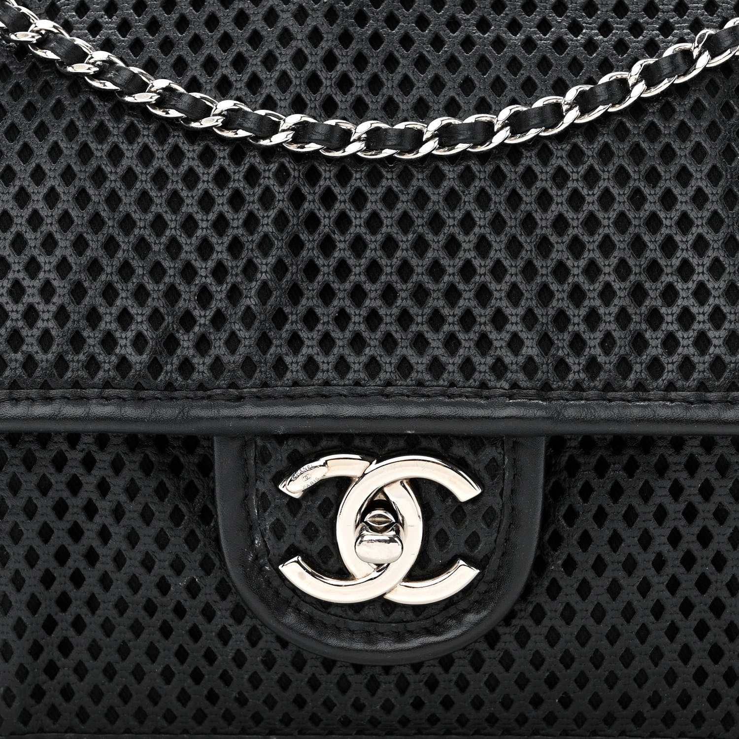Chanel Metallic Perforated Calfskin Small Up In The Air Flap Black 8 of 11