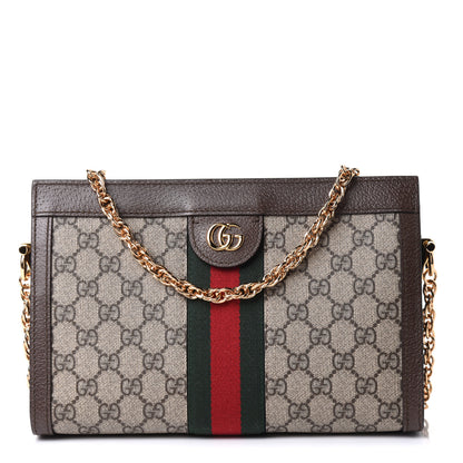 Gucci GG Supreme Monogram Web Small Ophidia Chain Shoulder Bag Brown 1 of 12