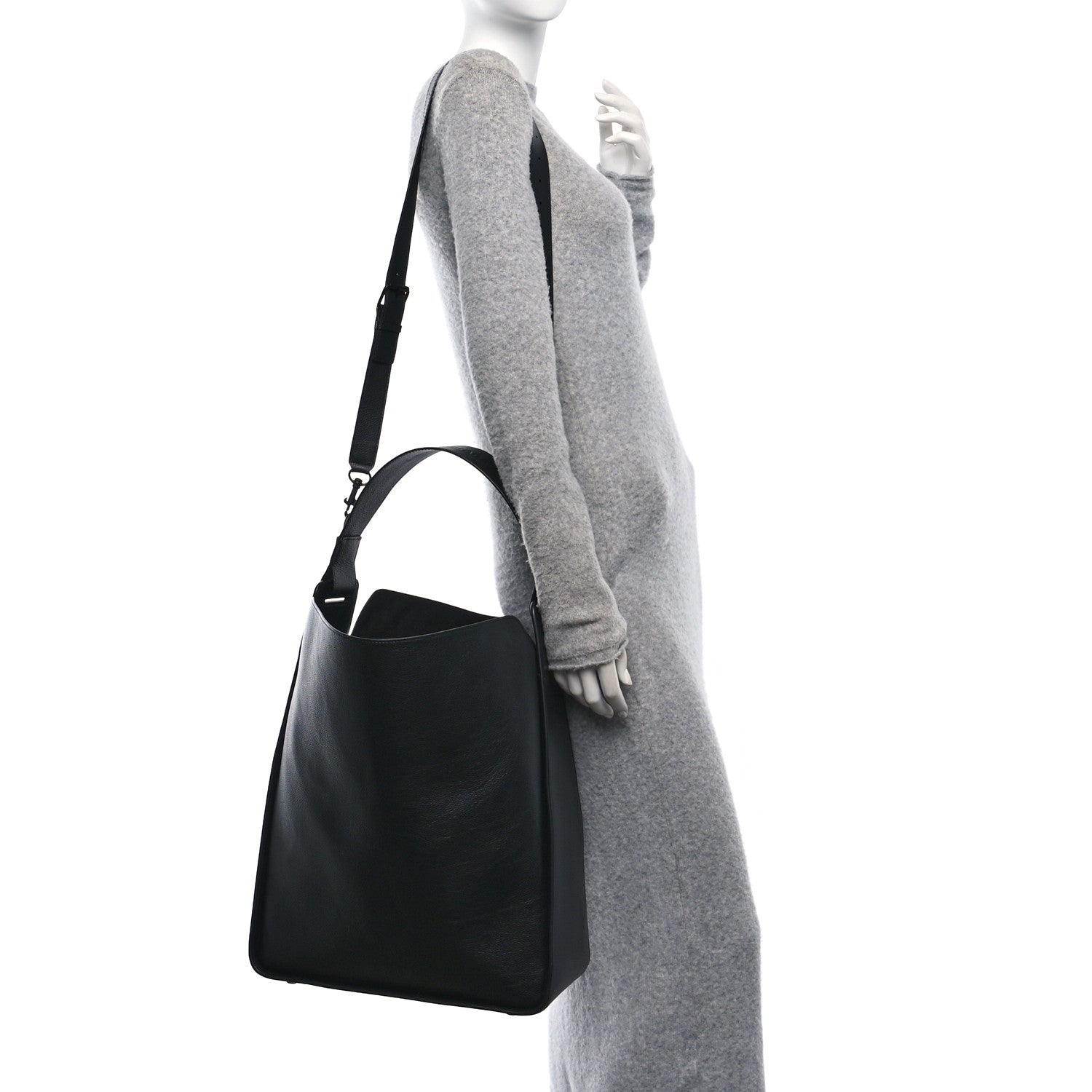 Balenciaga Calfskin Logo Embossed Tool 2.0 North-South Tote Black 3 of 11