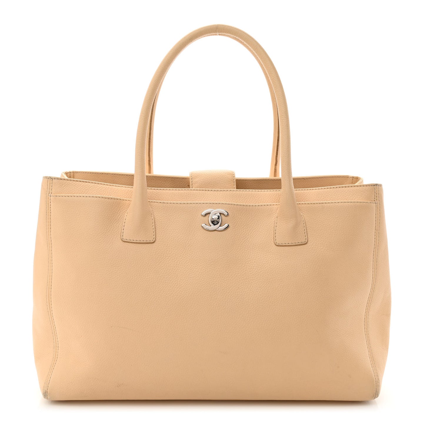 Calfskin Cerf Executive Shopper Tote Beige Clair