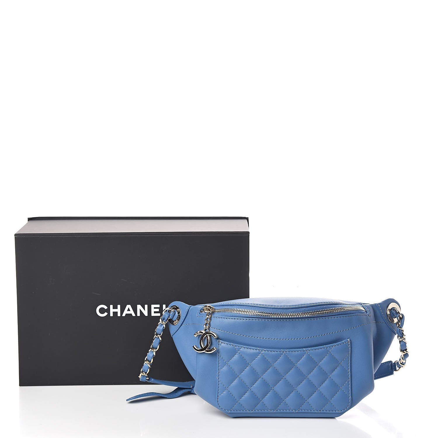 Chanel Lambskin Quilted Bi Waist Bag Fanny Pack Blue 11 of 11