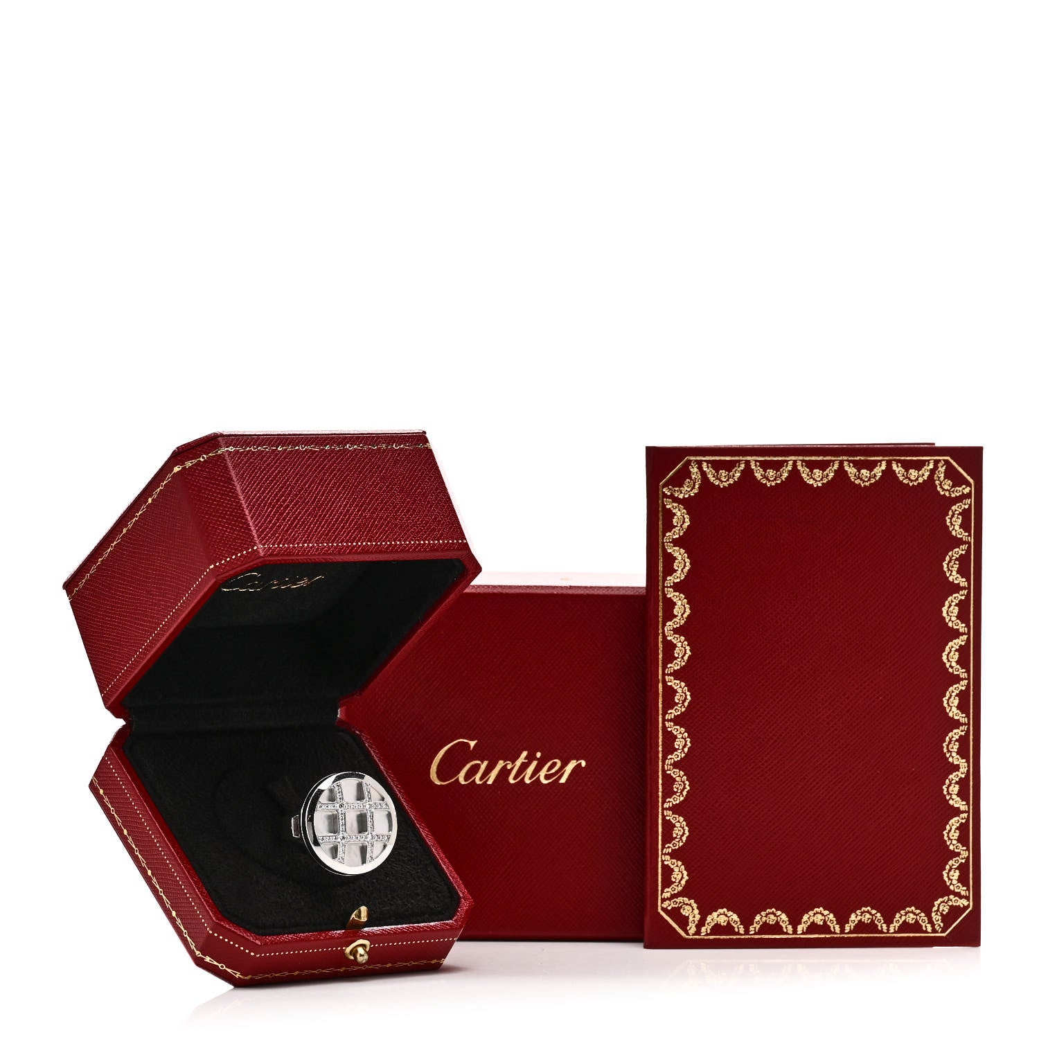 Cartier 18K White Gold Diamond Mother of Pearl Pasha De Cartier Ring 56 7.5 6 of 6