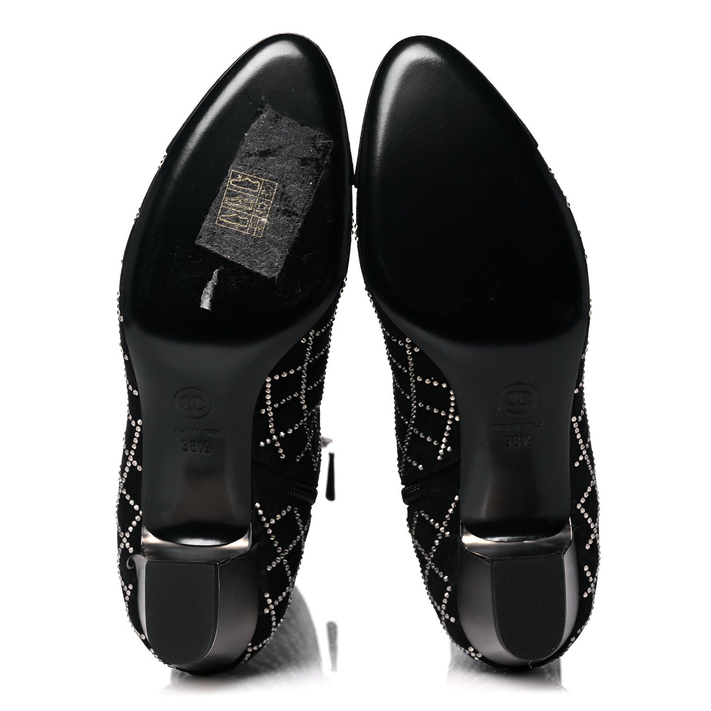 Kid Suede Strass Knee High Boots 38.5 Black