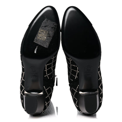 Chanel Kid Suede Strass Knee High Boots 38.5 Black 5 of 10