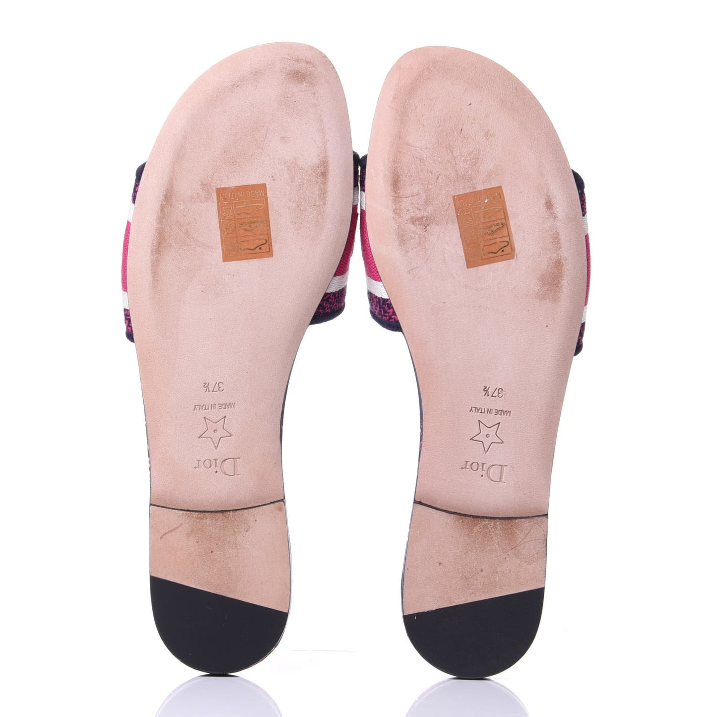 Canvas Embroidered Animals Dway Mules Slide Sandals 37.5 Deep Blue Fuchsia
