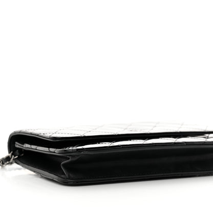 Chanel Patent Quilted Wallet On Chain WOC Black 10 of 14