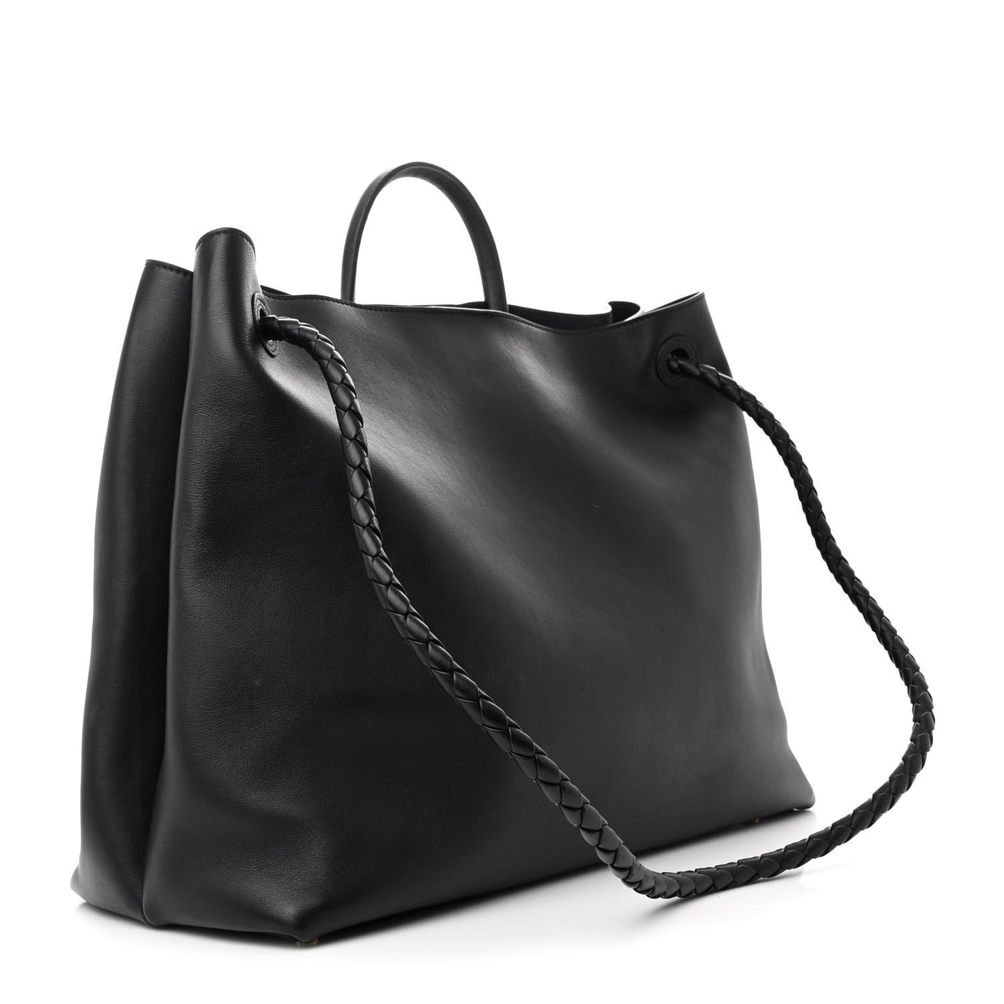 Silky Calfskin Large Andiamo Shoulder Bag Black