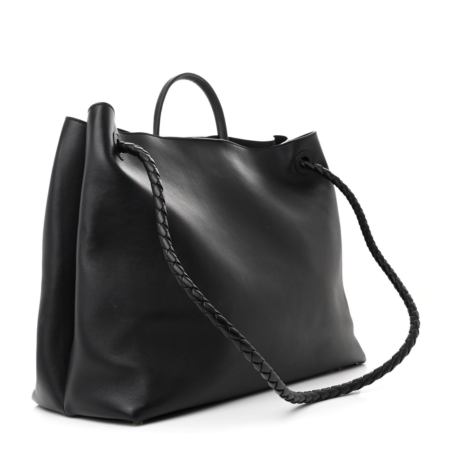 Bottega Veneta Silky Calfskin Large Andiamo Shoulder Bag Black 3 of 10