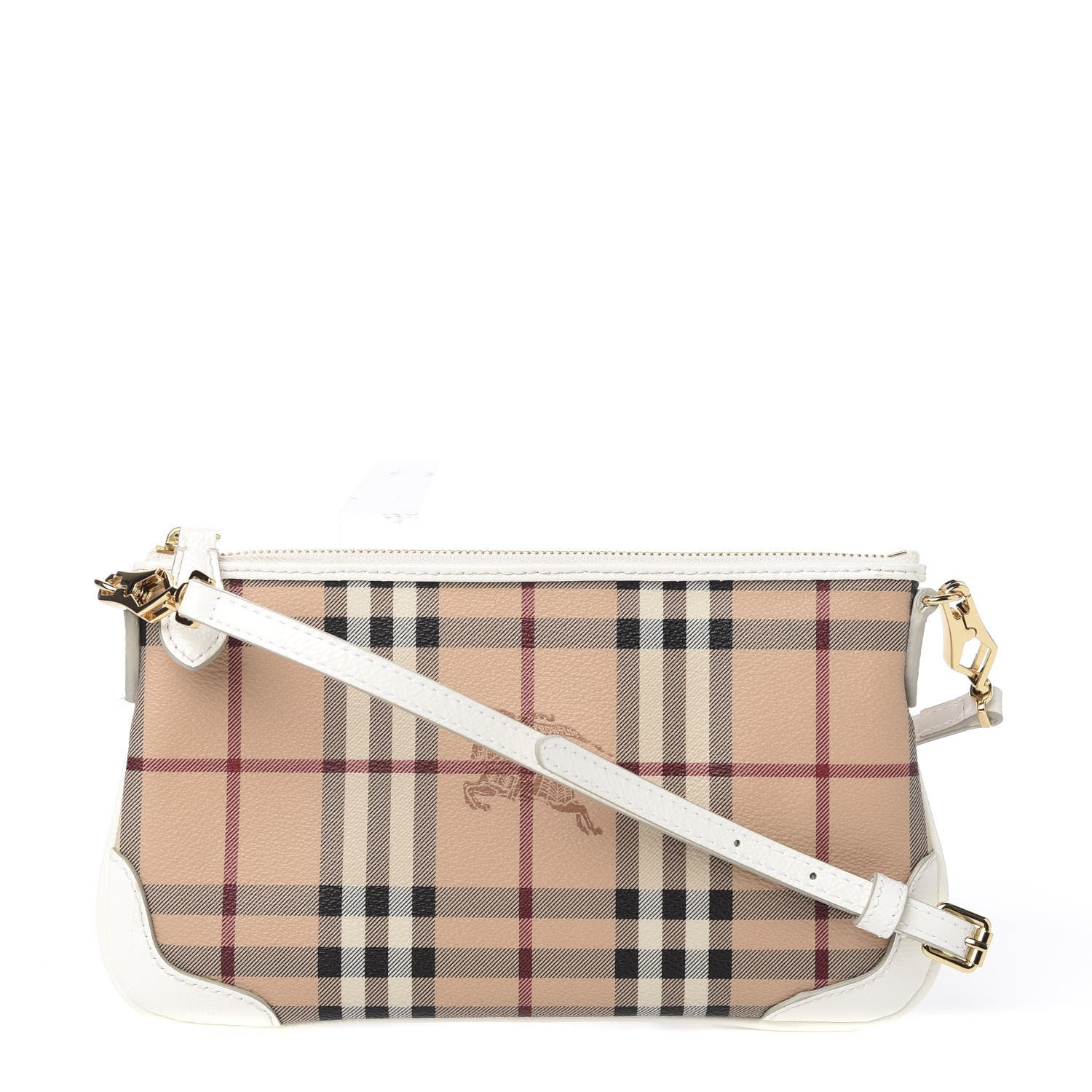 Burberry Haymarket Check Small Peyton Crossbody Clutch Bag White 1 of 9