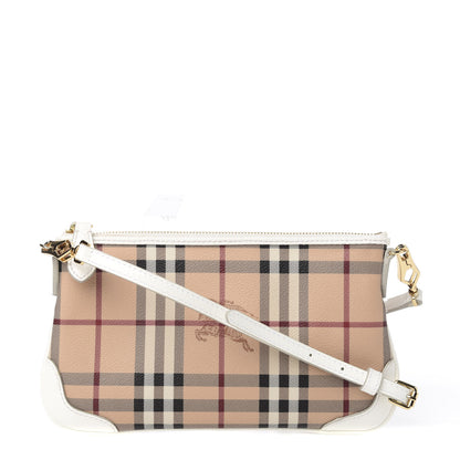 Burberry Haymarket Check Small Peyton Crossbody Clutch Bag White 1 of 9
