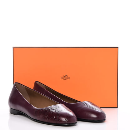 Hermes Glossy Calfskin Neuilly Ballerina Flats 37 Bordeaux 9 of 9