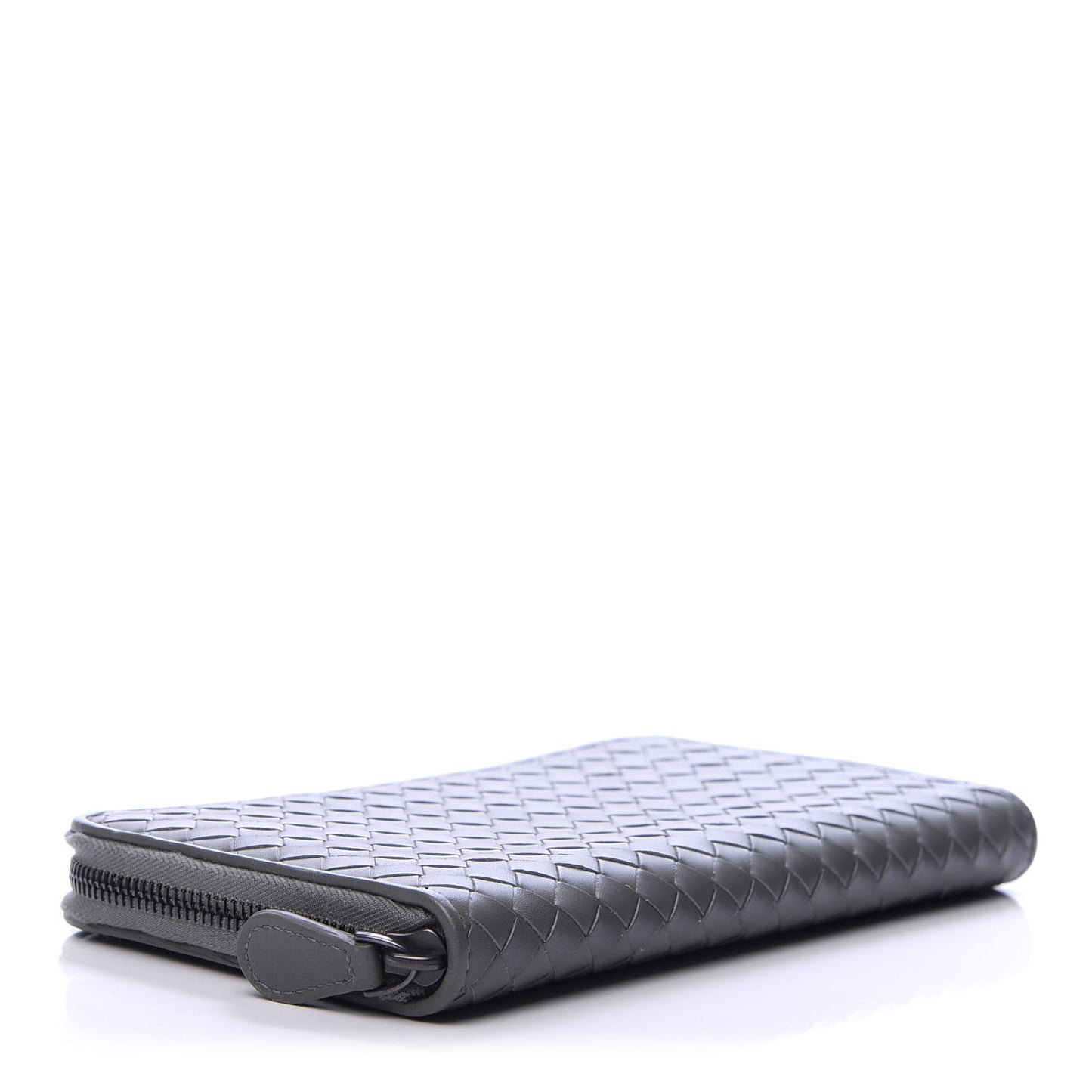 Nappa Intrecciato Zip Around Wallet Kaki Fondente