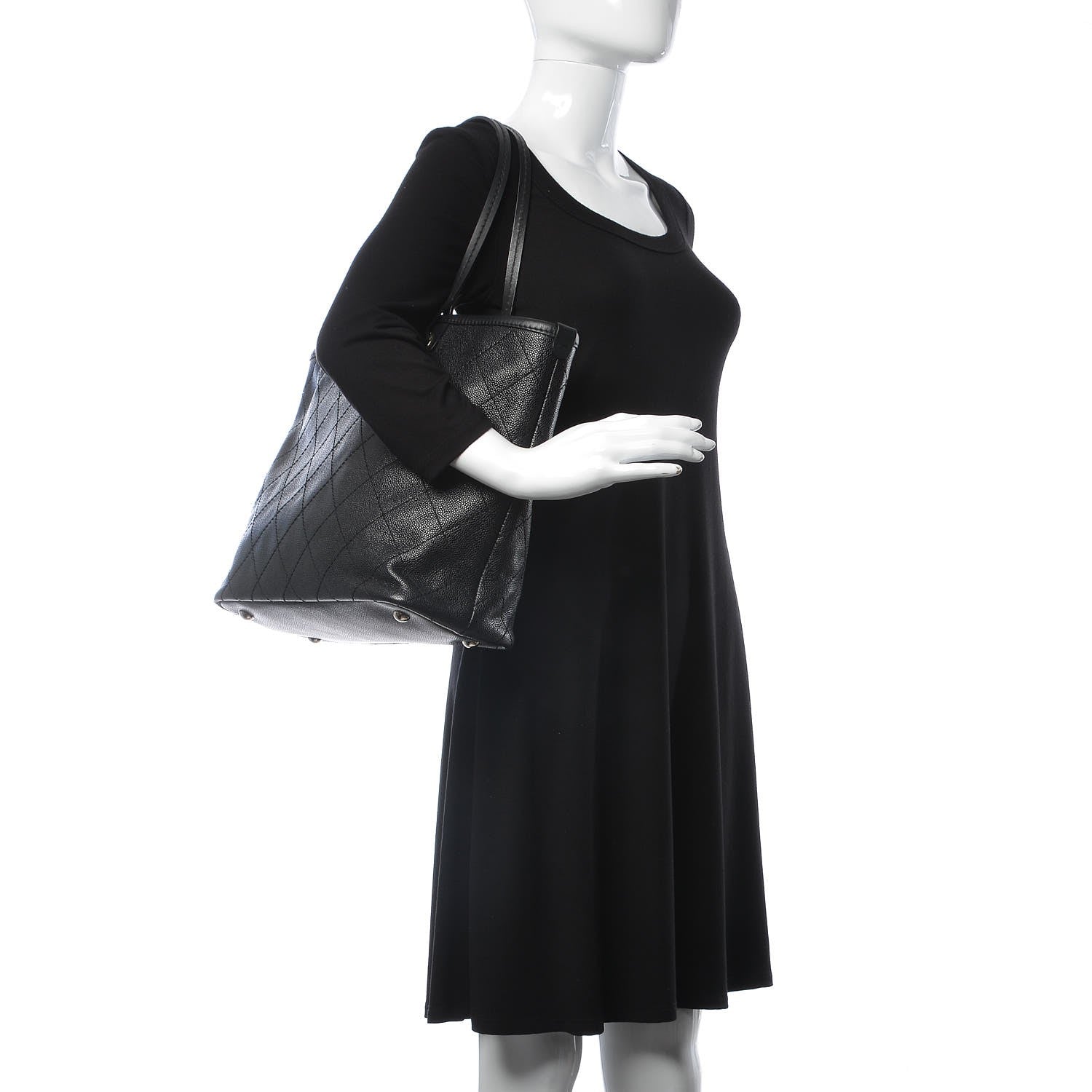 Chanel Grained Calfskin Shopping Fever Tote Black 2 of 8