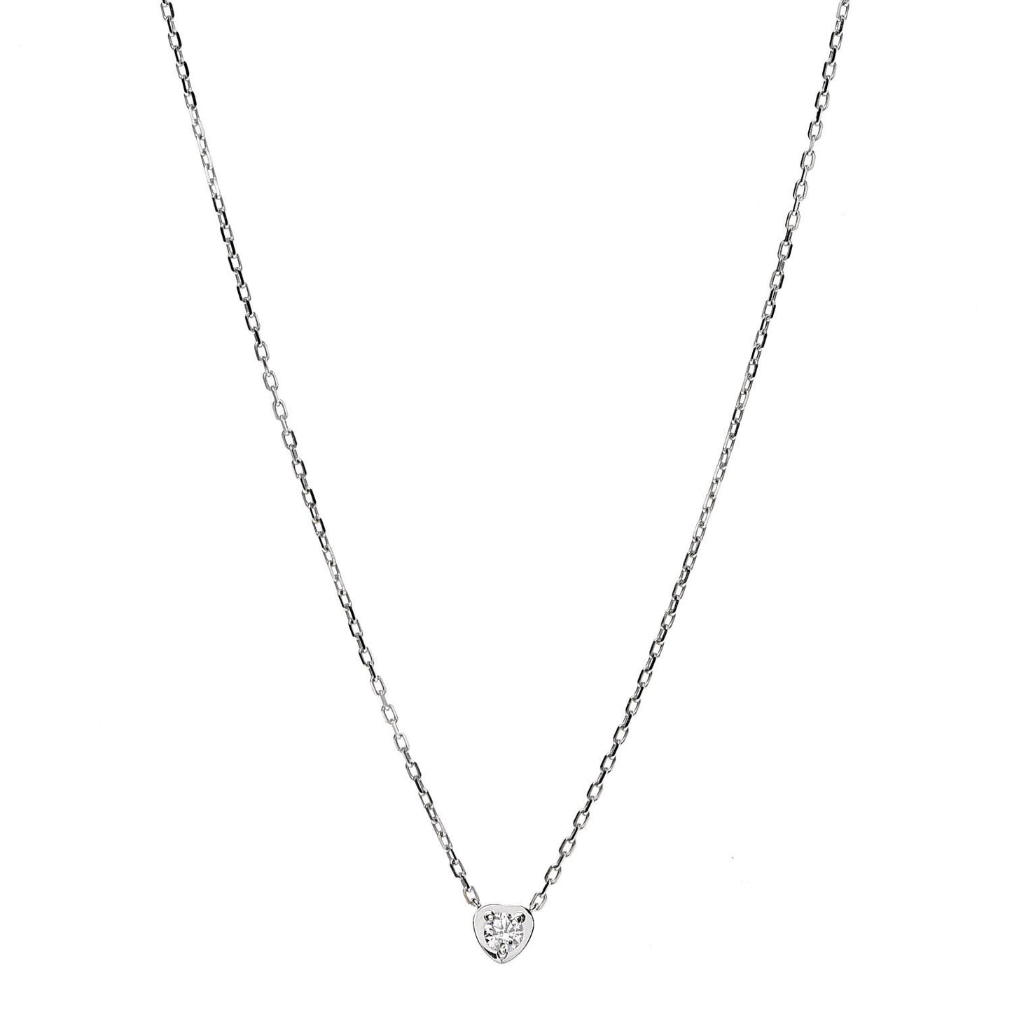 18K White Gold Diamond D'Amour Heart Pendant Necklace