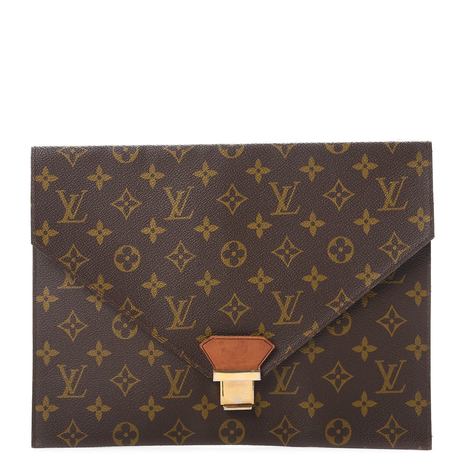 Louis Vuitton Monogram Poche Plate Envelope Clutch MM 1 of 17