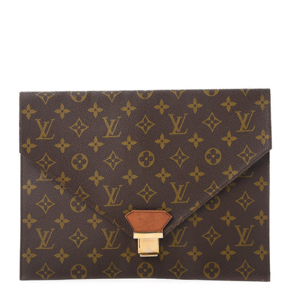 Louis Vuitton Monogram Poche Plate Envelope Clutch MM 1 of 17