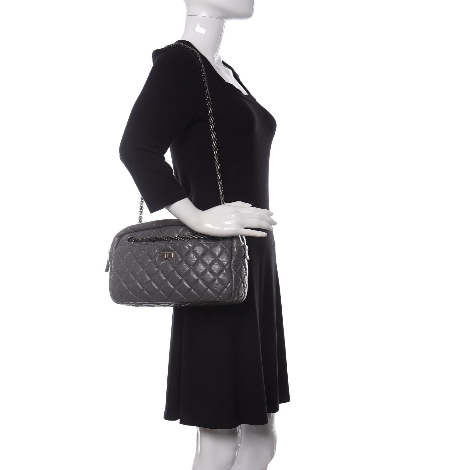 Chanel Aged Calfskin Quilted Medium Reissue Camera Case Grey 2 of 10