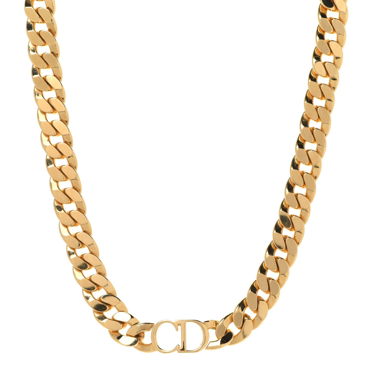 Christian Dior Metal CD Choker Necklace Gold 1 of 5